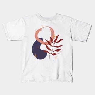 Abstract shapes stars tropical leaves digital design Kids T-Shirt